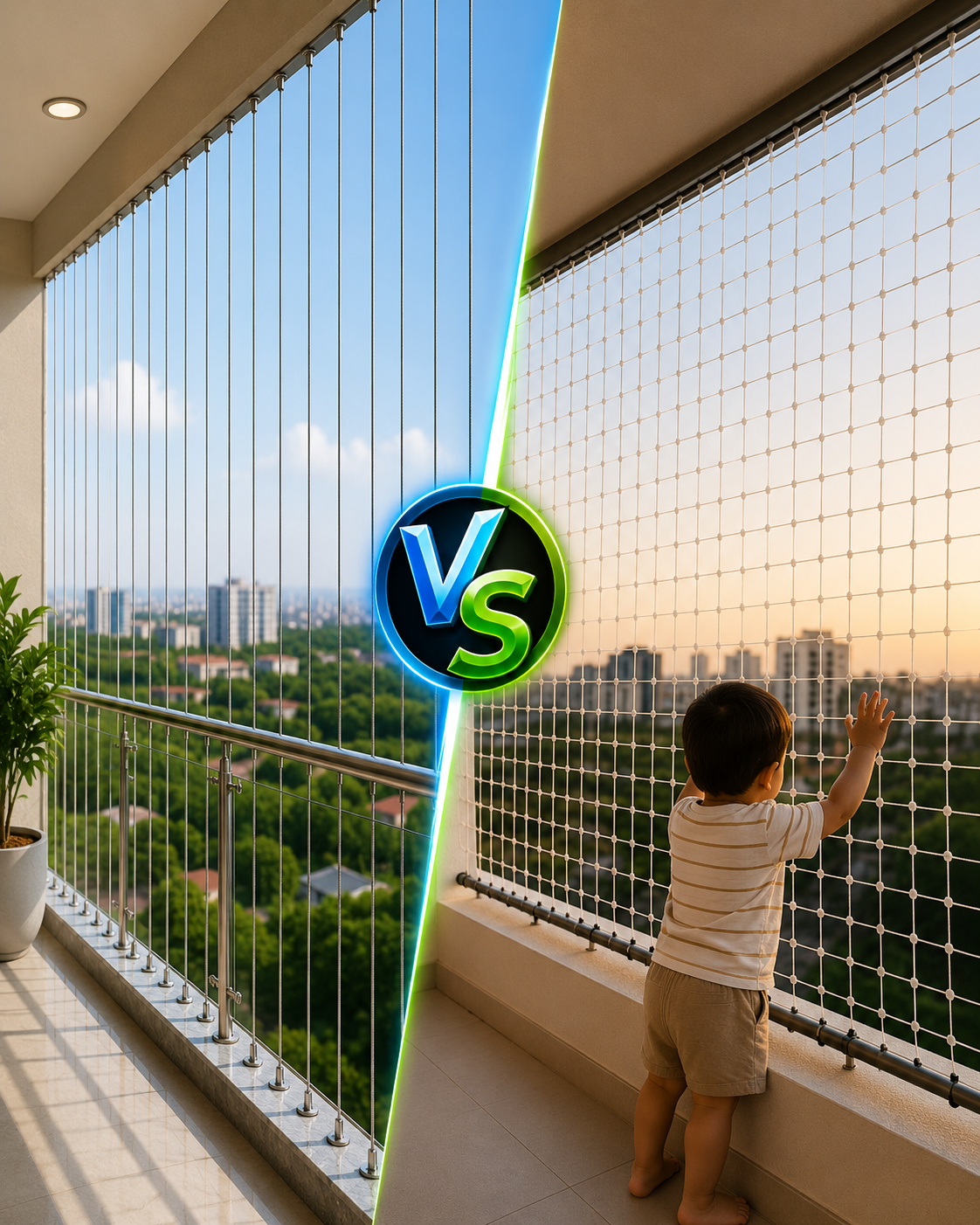 Invisible grills vs safety nets comparison
