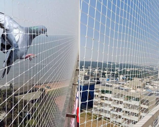 UV-stabilised HDPE safety net material closeup quality comparison standard HDPE