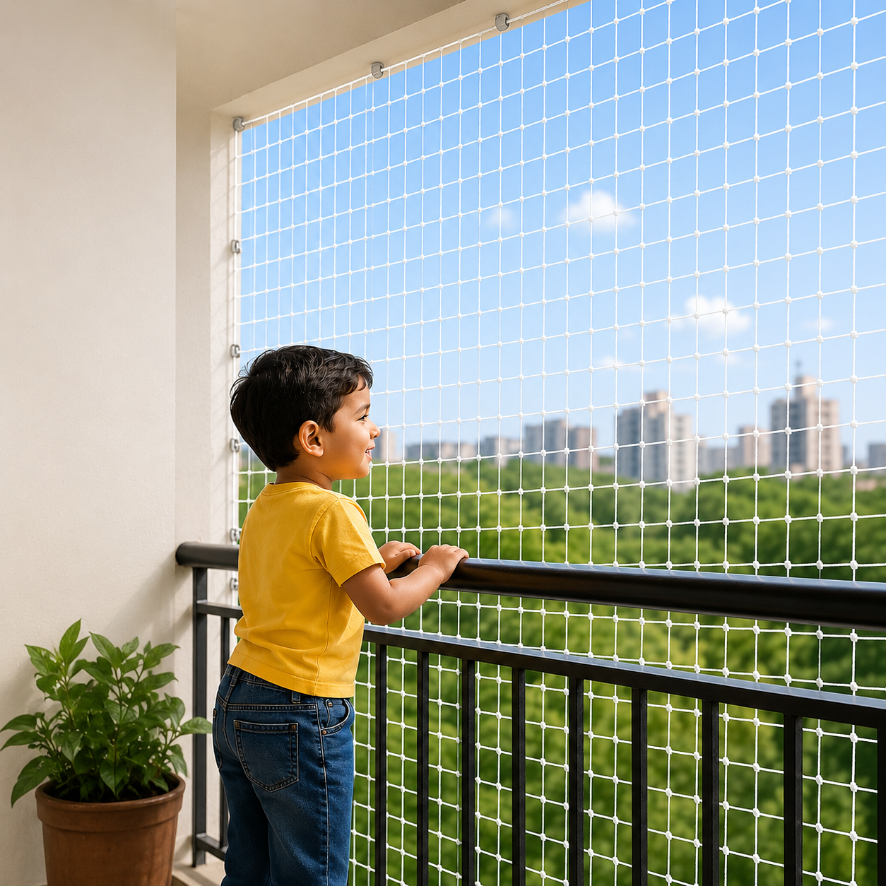 Child protection balcony safety nets installed in flat Andhra Pradesh