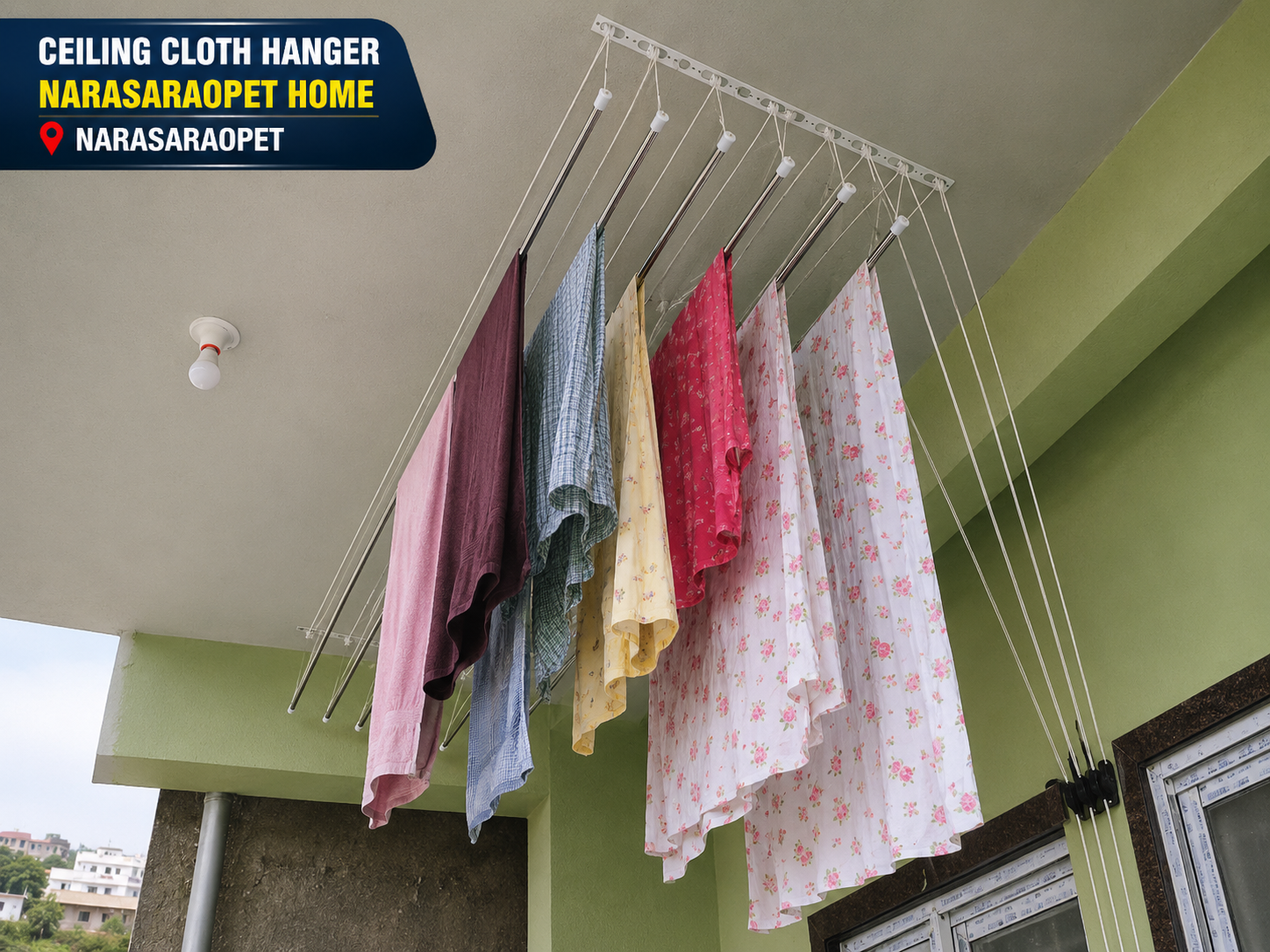 Ceiling cloth hanger installed in home in Narasaraopet Palnadu