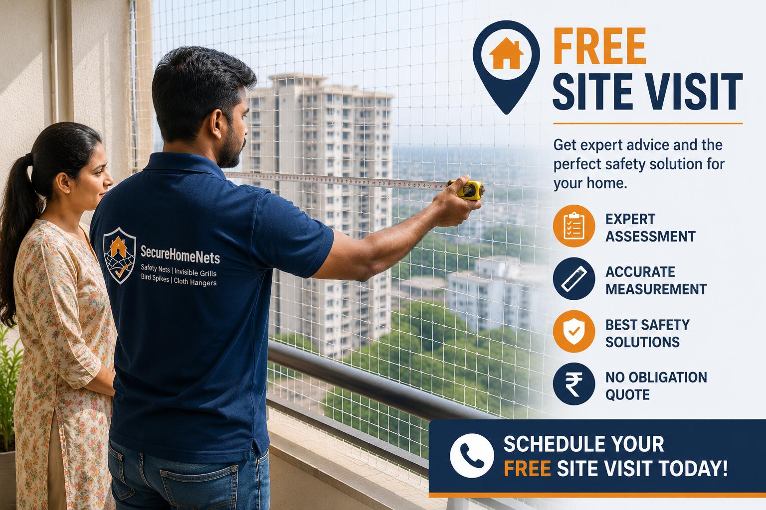 Secure Home Nets team member doing free site visit and measurement at customer home AP Telangana
