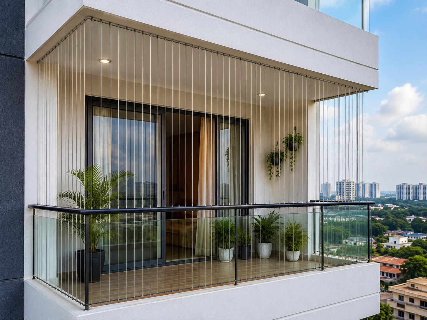 Invisible grills apartment full view second angle — transparent protection