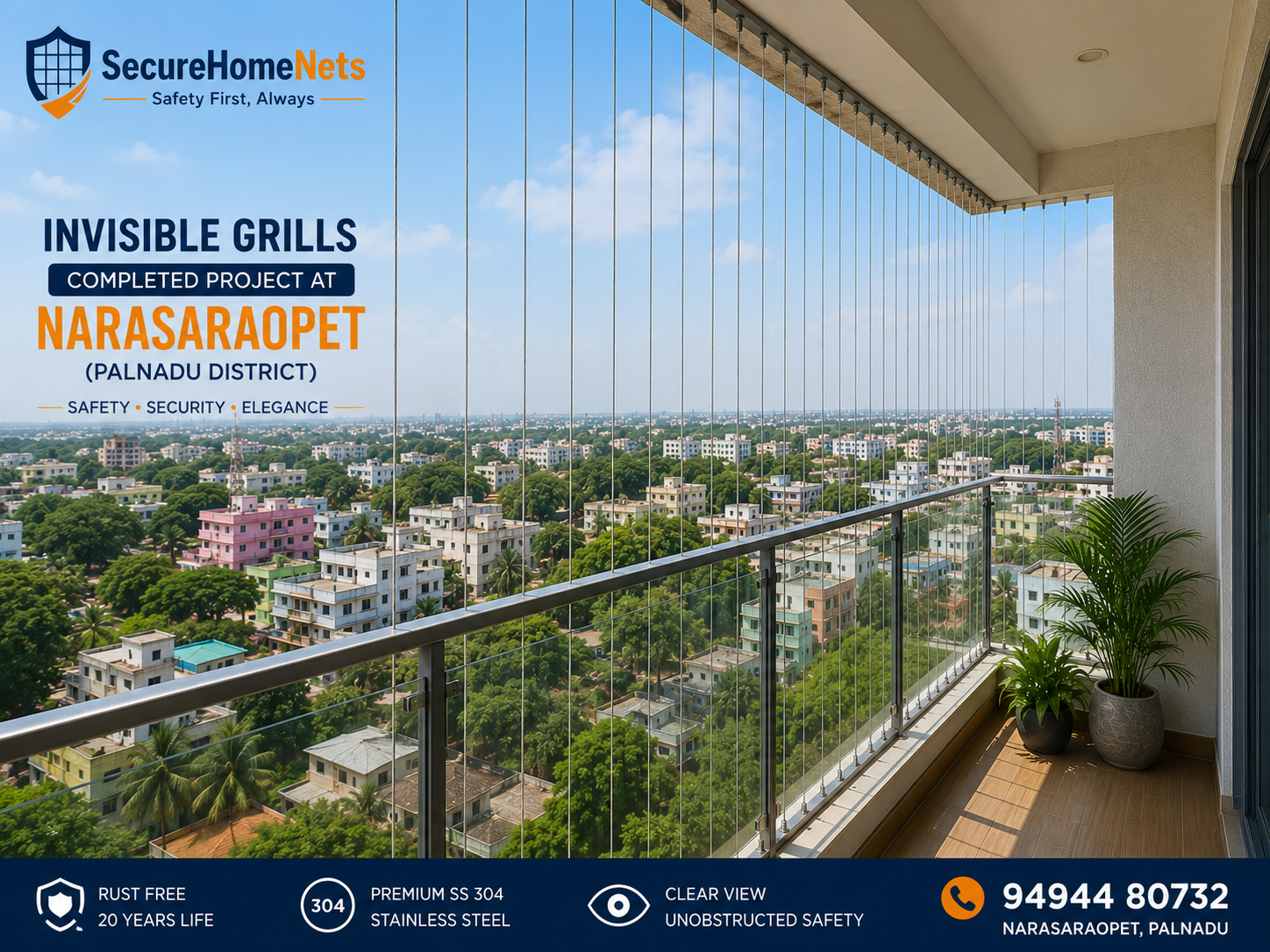 Invisible grills completed installation in Narasaraopet Palnadu district AP