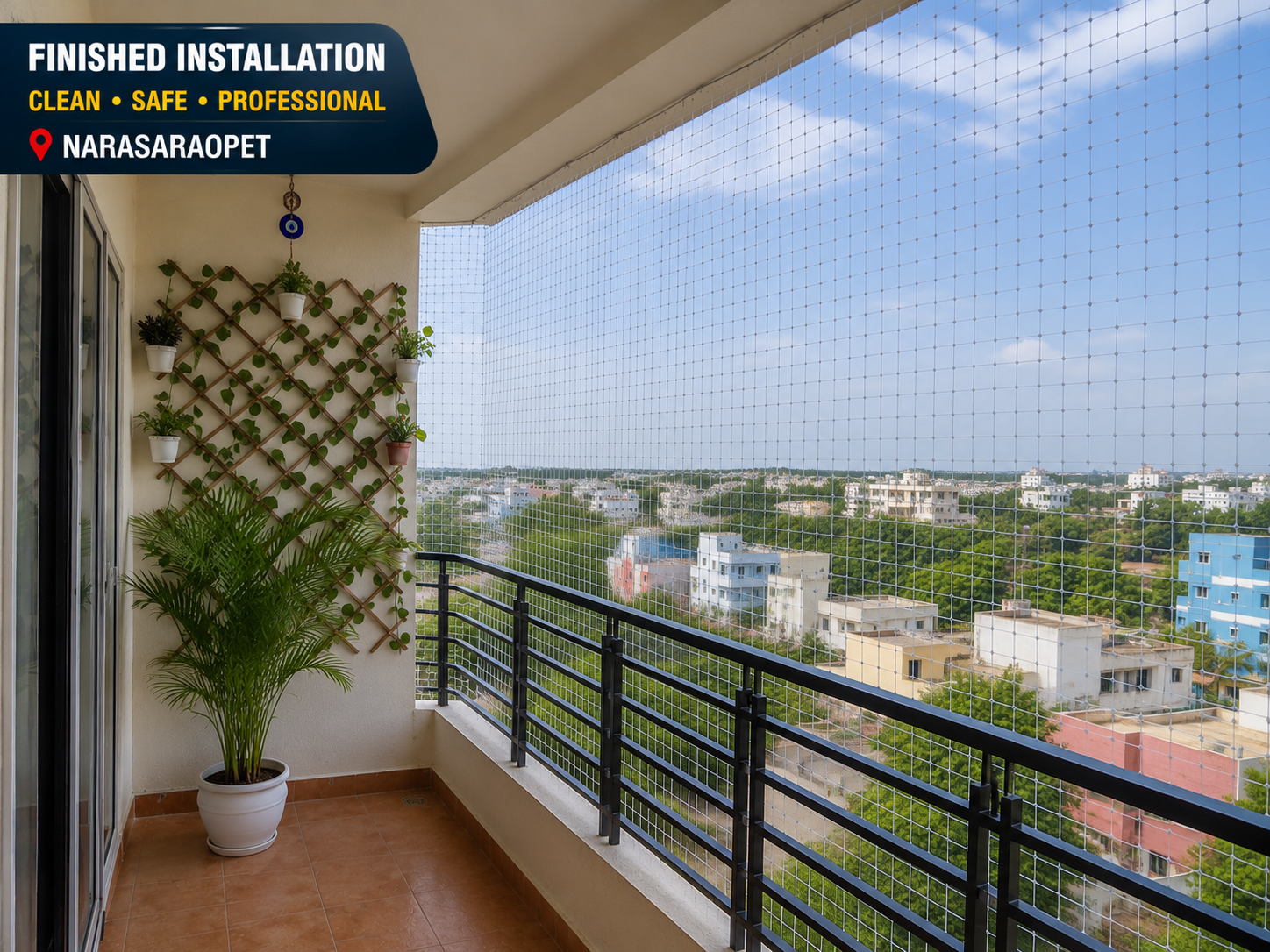 Completed safety nets installation in Narasaraopet apartment — Secure Home Nets