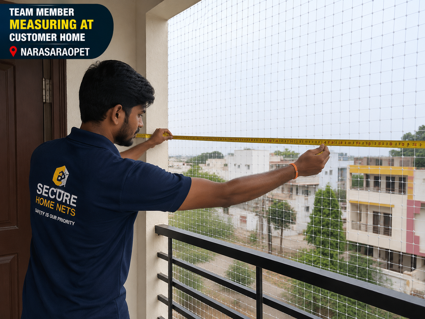 Secure Home Nets team doing free site visit and measurement in Narasaraopet home