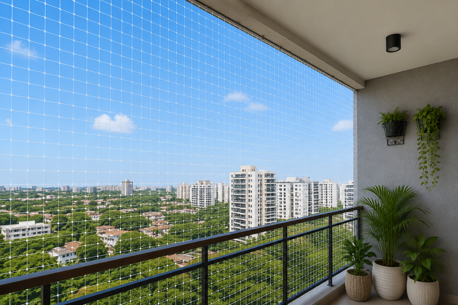Balcony safety nets installed on apartment in Andhra Pradesh Telangana